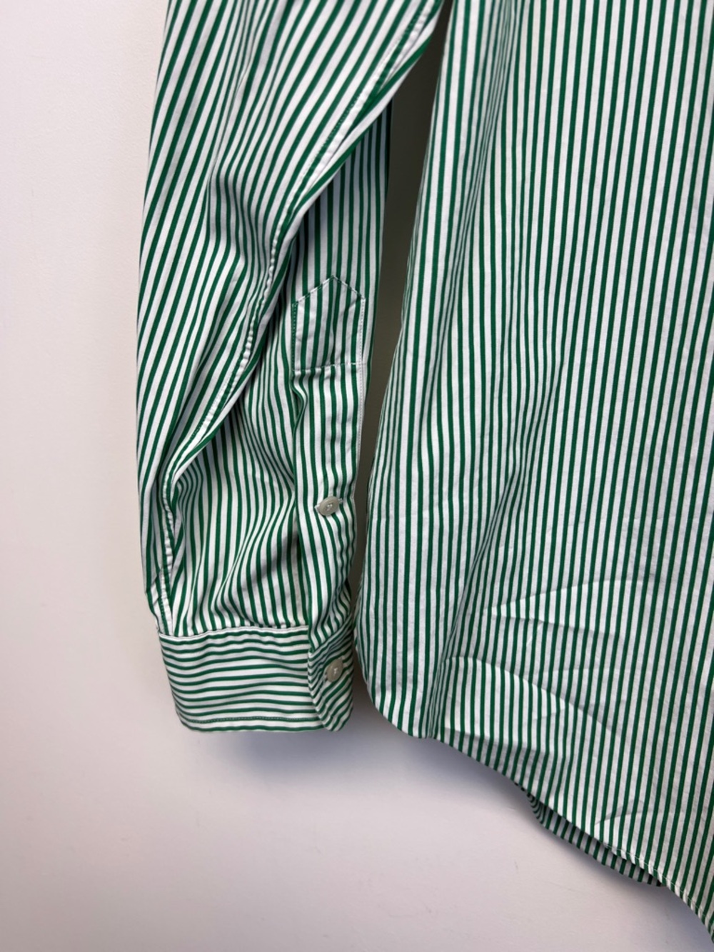 Ralph Lauren Blue Label Green White Vertical Striped Button-Down Shirt Size L - Picture 7 of 11